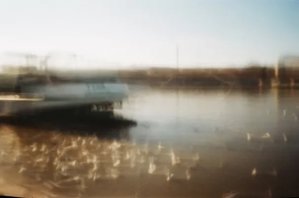 Soft pink and baby blue water ripples together in a subtle texture.